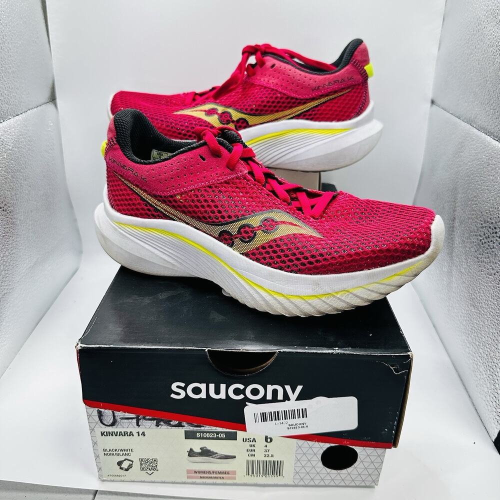 Saucony Kinvara 14 Shoes Womens Size 6 ‘Red Rose’ Running Athletic Sneakers